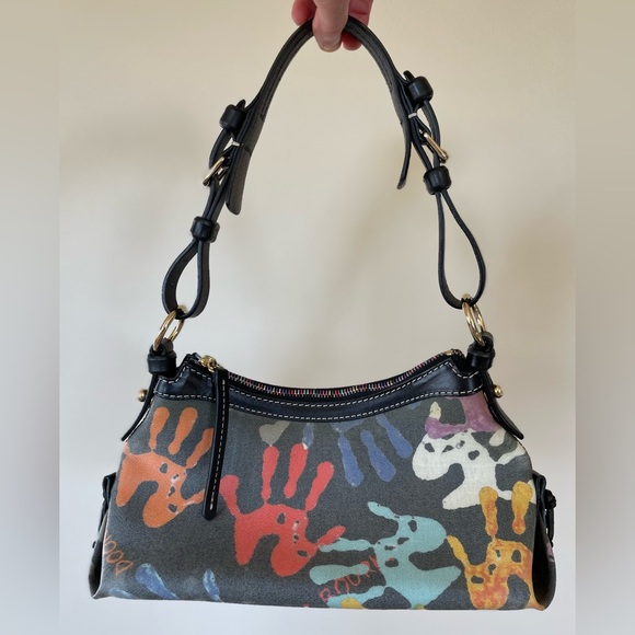 Dooney & Bourke Bags Dooney Bourke Handprint Rainbow Hobo Bag Euc